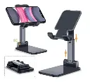 Mobile Phone Holder, Adjustable, Foldable, Anti-Skid, Wide Compatibility (Black) Tabletop