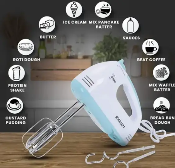 Hand Mixer Blender for Cake, Egg Beater Machine Cream Electric Hand Blender for Cake Mixing Whipping Machine Hand Beater | Electric Egg Beater(260 W) (Whitecolor)