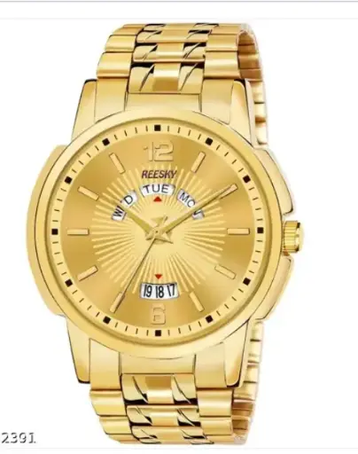 RY - 02 Trending Day-Date Gold Dial & Gold Strap For Boys & Men Watch