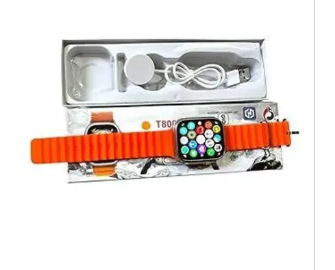T800 ultra smart watch with wireless charging Smartwatch (Orange Alpine Strap, For All)