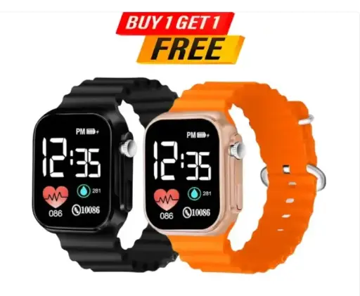 Market Heaven Digital Dial Ultra Design Full LED Time Display Silicone Only Digital Watch for Kids watch for boy's and girls (Not -❌Smart - Watch) Pack of 2