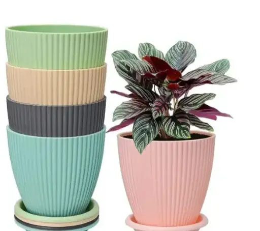 Round Flower Pots for Plants, Home Indoor & Outdoor Planters, Terrace, Garden etc. | Pack of 05